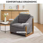 MAYEERTY Fauteuil en chenille, structure latérale en bois, assise coussinée, pour salon ou chambre à coucher, beige