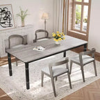 Table à manger rectangulaire de 2 m, style industriel moderne, plateau en MDF, pieds en métal, coins arrondis, pour cuisine familiale
