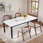 Table à manger rectangulaire de 2 m, style industriel moderne, plateau en MDF, pieds en métal, coins arrondis, pour cuisine familiale