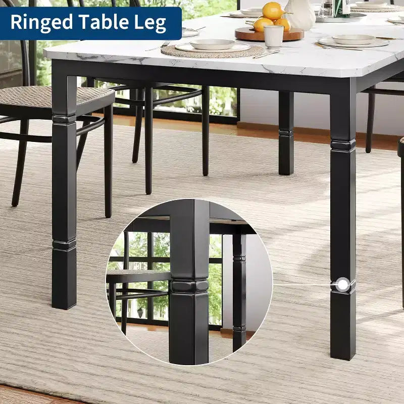 Table à manger rectangulaire de 2 m, style industriel moderne, plateau en MDF, pieds en métal, coins arrondis, pour cuisine familiale