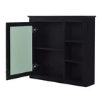 FAMYYT Armoire de toilette rectangulaire à surface de fixation en MDF de 30 po L x 28 po H avec miroir et étagères ouvertes