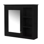 FAMYYT Armoire de toilette rectangulaire à surface de fixation en MDF de 30 po L x 28 po H avec miroir et étagères ouvertes