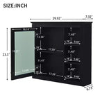 FAMYYT Armoire de toilette rectangulaire à surface de fixation en MDF de 30 po L x 28 po H avec miroir et étagères ouvertes