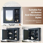 FAMYYT Armoire de toilette rectangulaire à surface de fixation en MDF de 30 po L x 28 po H avec miroir et étagères ouvertes