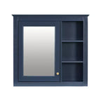 FAMYYT Armoire de toilette rectangulaire à surface de fixation en MDF de 30 po L x 28 po H avec miroir et étagères ouvertes