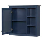 FAMYYT Armoire de toilette rectangulaire à surface de fixation en MDF de 30 po L x 28 po H avec miroir et étagères ouvertes