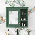 FAMYYT Armoire de toilette rectangulaire à surface de fixation en MDF de 30 po L x 28 po H avec miroir et étagères ouvertes