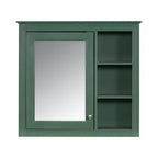 FAMYYT Armoire de toilette rectangulaire à surface de fixation en MDF de 30 po L x 28 po H avec miroir et étagères ouvertes