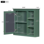 FAMYYT Armoire de toilette rectangulaire à surface de fixation en MDF de 30 po L x 28 po H avec miroir et étagères ouvertes