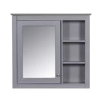 FAMYYT Armoire de toilette rectangulaire à surface de fixation en MDF de 30 po L x 28 po H avec miroir et étagères ouvertes