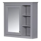 FAMYYT Armoire de toilette rectangulaire à surface de fixation en MDF de 30 po L x 28 po H avec miroir et étagères ouvertes
