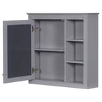 FAMYYT Armoire de toilette rectangulaire à surface de fixation en MDF de 30 po L x 28 po H avec miroir et étagères ouvertes