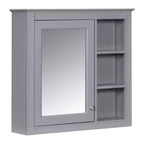 FAMYYT Armoire de toilette rectangulaire à surface de fixation en MDF de 30 po L x 28 po H avec miroir et étagères ouvertes