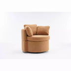 Chaise pivotante MAYEERTY en tissu Teddy avec rangement, coussin de dossier, salon, kaki
