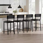 Lot de 4 tabourets de bar, tabourets de bar de cuisine de 63,5 cm avec coussin épais, dossier et repose-pieds, pour salle à manger, cuisine