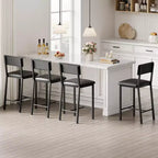 Lot de 4 tabourets de bar, tabourets de bar de cuisine de 63,5 cm avec coussin épais, dossier et repose-pieds, pour salle à manger, cuisine