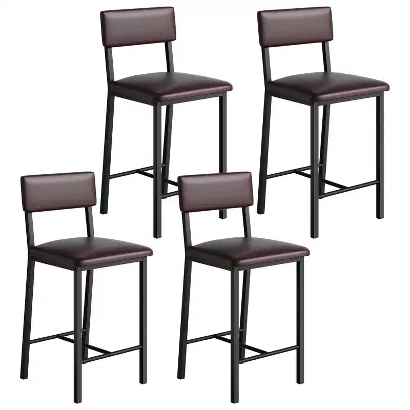 Lot de 4 tabourets de bar, tabourets de bar de cuisine de 63,5 cm avec coussin épais, dossier et repose-pieds, pour salle à manger, cuisine