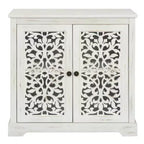 Bahut ancien avec portes sculptées, meuble de rangement d'appoint effet vieilli - Panipeachy