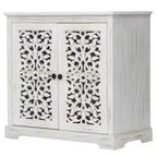 Bahut ancien avec portes sculptées, meuble de rangement d'appoint effet vieilli - Panipeachy