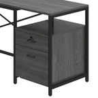 Bureau en U avec prises de courant et lumières LED, bureau avec tiroirs, bureau d'angle pour ordinateur avec support de moniteur et étagères de rangement, gris