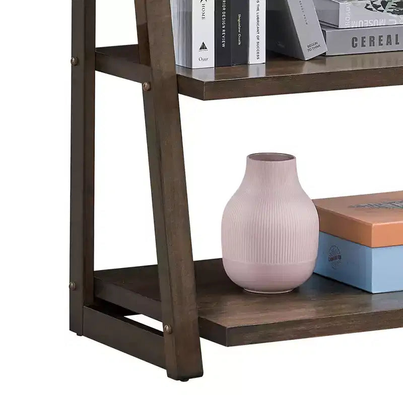 Étagère échelle 5 niveaux TUYOHW, meuble de rangement avec cadre en bois d'hévéa, bibliothèque pour chambre, salon, bureau, cuisine