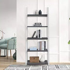 Étagère échelle 5 niveaux TUYOHW, meuble de rangement avec cadre en bois d'hévéa, bibliothèque pour chambre, salon, bureau, cuisine