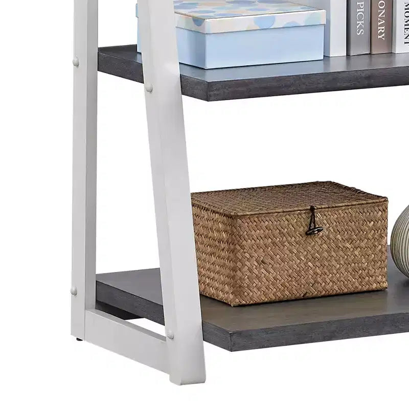 Étagère échelle 5 niveaux TUYOHW, meuble de rangement avec cadre en bois d'hévéa, bibliothèque pour chambre, salon, bureau, cuisine