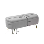 Banc de rangement ottoman en fausse fourrure TUYOHW, banc de lit avec rangement, pieds en métal doré, banc de bout de lit rembourré moderne pour salon, chambre à coucher, entrée