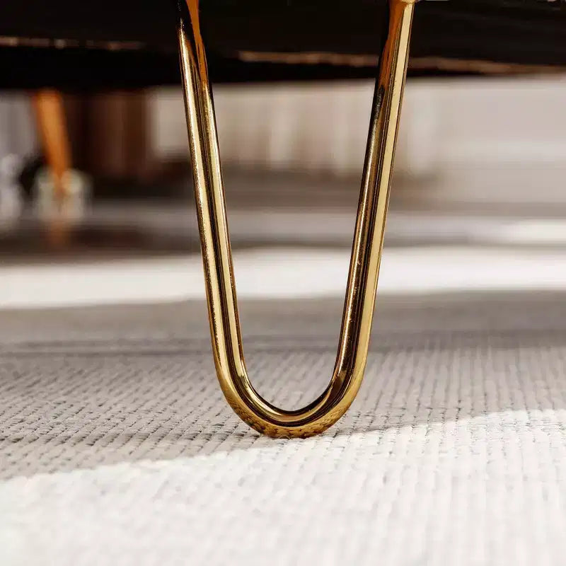 Banc de rangement ottoman en fausse fourrure TUYOHW, banc de lit avec rangement, pieds en métal doré, banc de bout de lit rembourré moderne pour salon, chambre à coucher, entrée