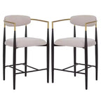 Tabouret de comptoir Covelle Arm (lot de 2) - BST6403A - Noir doré/Gris colombe - Safavieh