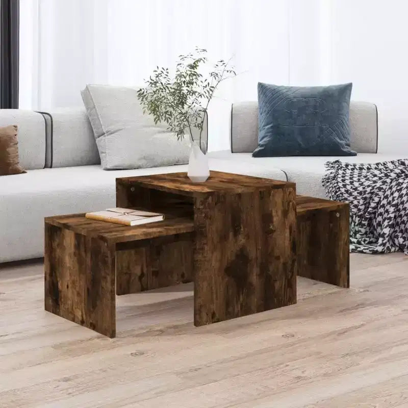 vidaXL Table basse Chêne fumé Bois d'ingénierie Moyen Élégant