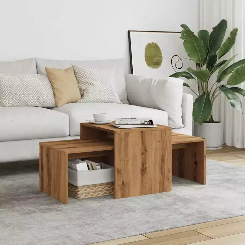 vidaXL Table basse Chêne fumé Bois d'ingénierie Moyen Élégant
