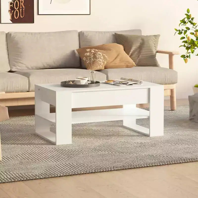 vidaXL Table basse blanche en bois d'ingénierie Table basse moyenne