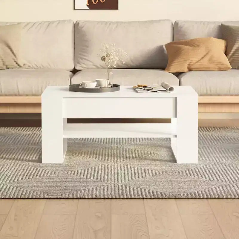 vidaXL Table basse blanche en bois d'ingénierie Table basse moyenne