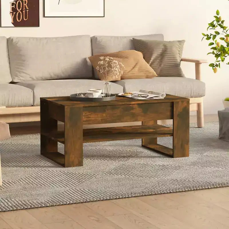 vidaXL Table basse blanche en bois d'ingénierie Table basse moyenne