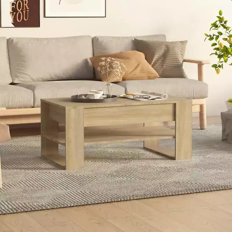 vidaXL Table basse blanche en bois d'ingénierie Table basse moyenne