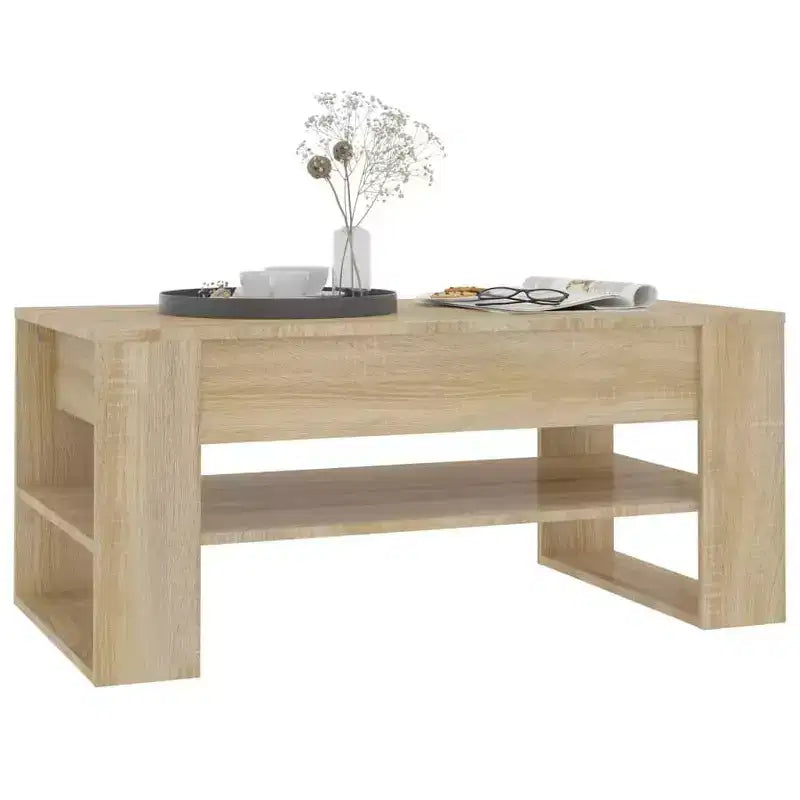 vidaXL Table basse blanche en bois d'ingénierie Table basse moyenne