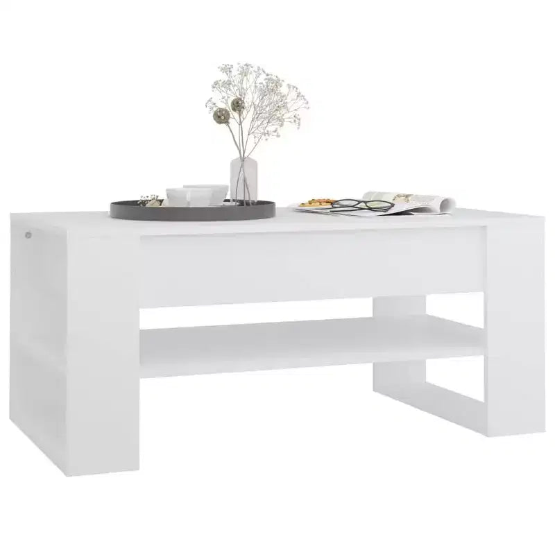 vidaXL Table basse blanche en bois d'ingénierie Table basse moyenne