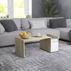 vidaXL Table basse blanche en bois d'ingénierie, table basse avec rangement moyen