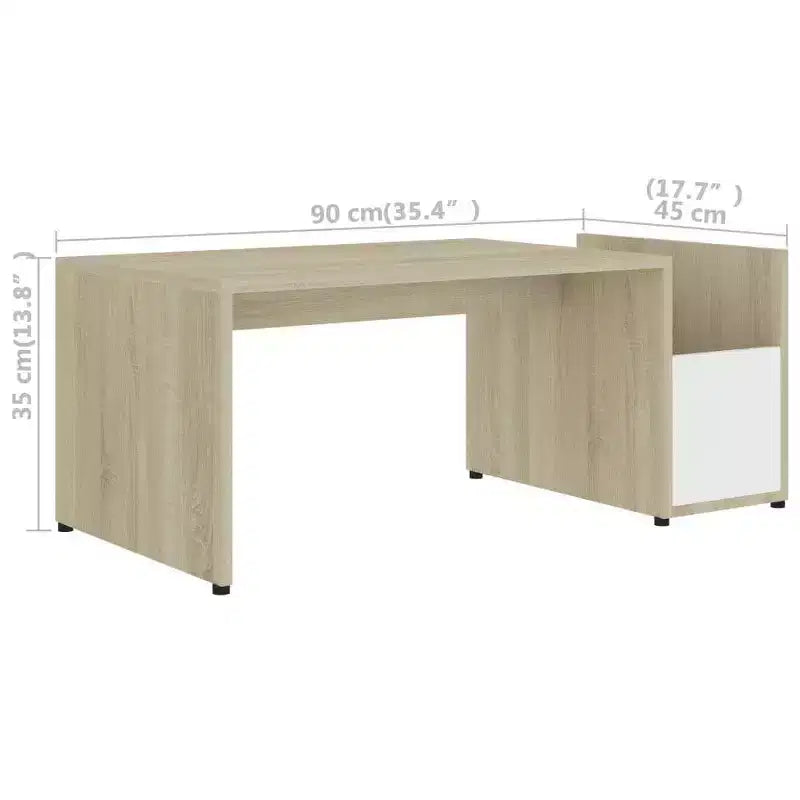 vidaXL Table basse blanche en bois d'ingénierie, table basse avec rangement moyen