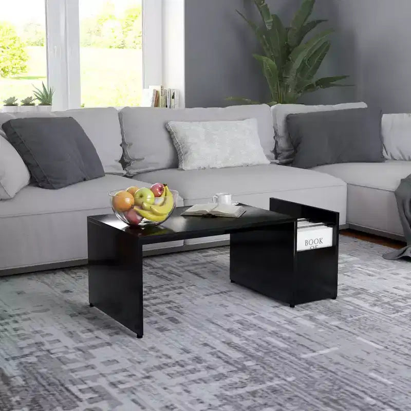 vidaXL Table basse blanche en bois d'ingénierie, table basse avec rangement moyen