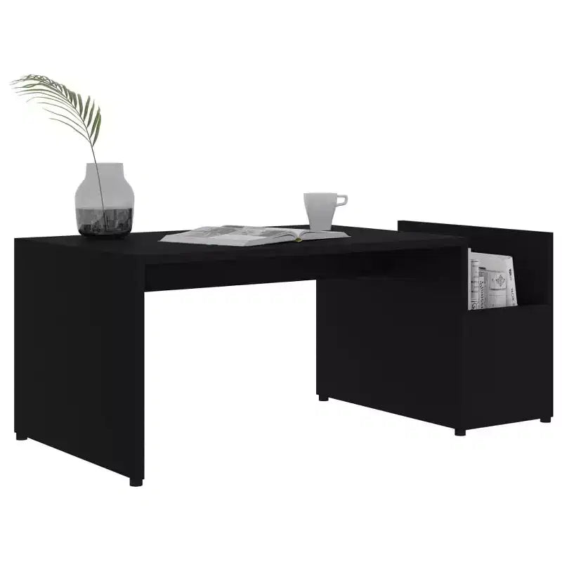 vidaXL Table basse blanche en bois d'ingénierie, table basse avec rangement moyen
