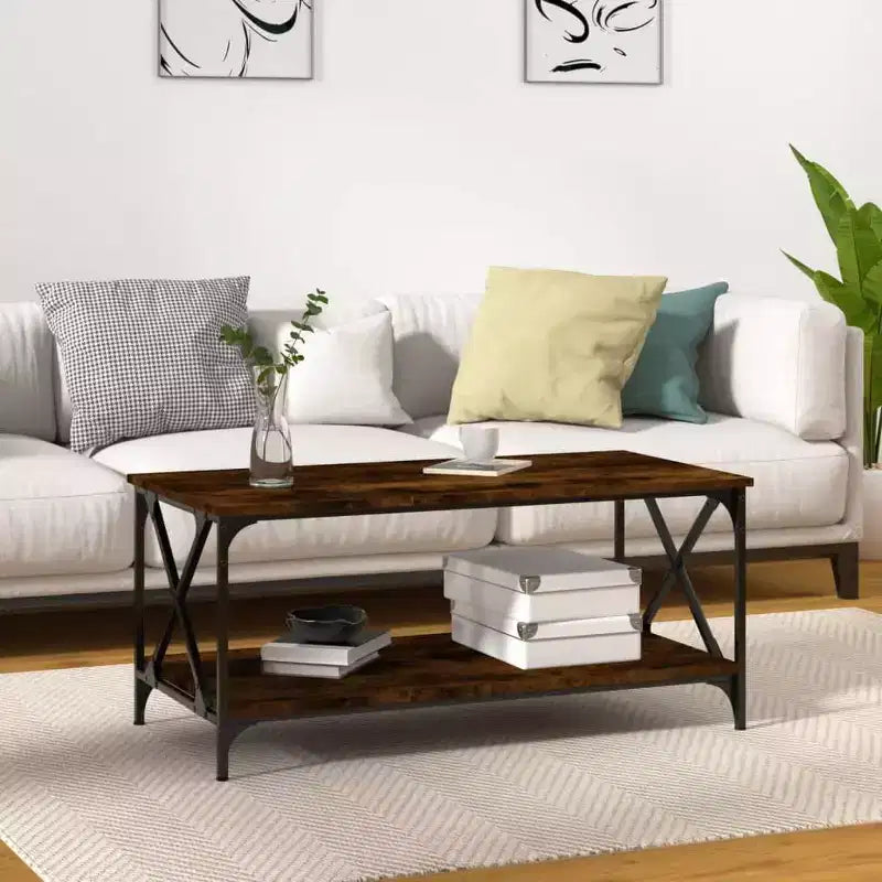 vidaXL Table basse noire en bois d'ingénierie 100x50x45 cm