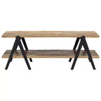 vidaXL Table basse Table d'appoint Table de canapé avec étagère de rangement Bois de manguier massif