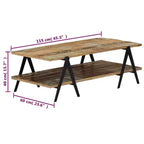 vidaXL Table basse Table d'appoint Table de canapé avec étagère de rangement Bois de manguier massif