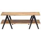 vidaXL Table basse Table d'appoint Table de canapé avec étagère de rangement Bois de manguier massif