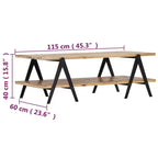 vidaXL Table basse Table d'appoint Table de canapé avec étagère de rangement Bois de manguier massif