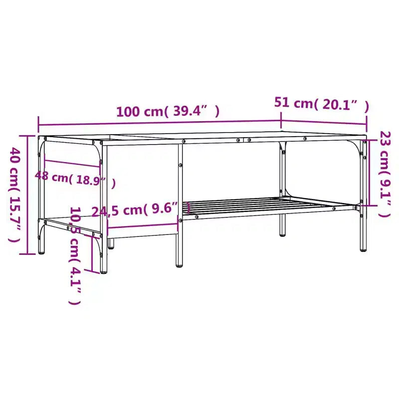 vidaXL Table basse avec support Meuble d'appoint en bois d'ingénierie