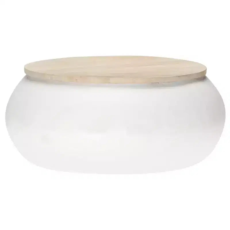 vidaXL Table basse Table d'appoint en forme de bol avec base en acier Bois massif de récupération