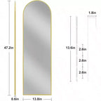 Miroir de porte sur toute la longueur, à suspendre à la porte ou au mur, 14x48 pouces, doré, rectangulaire, miroir de décoration intérieure avec cadre en métal robuste.